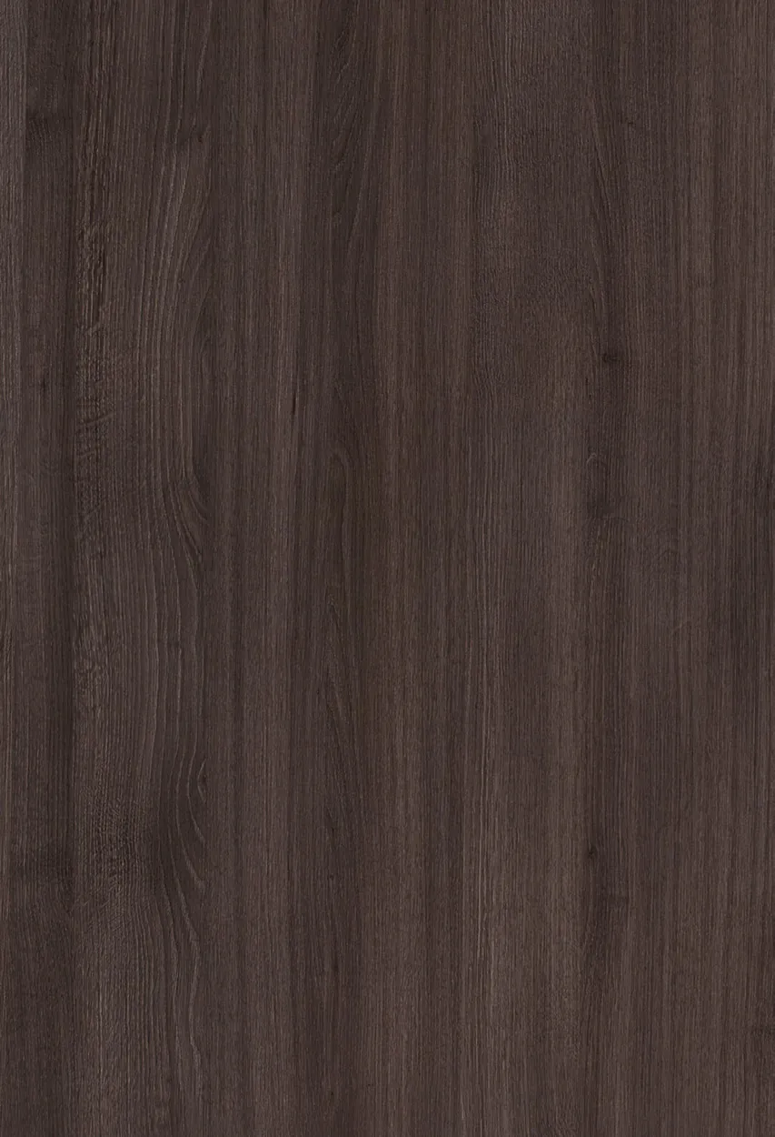 Close-up of a panel with a dark wood-grain finish